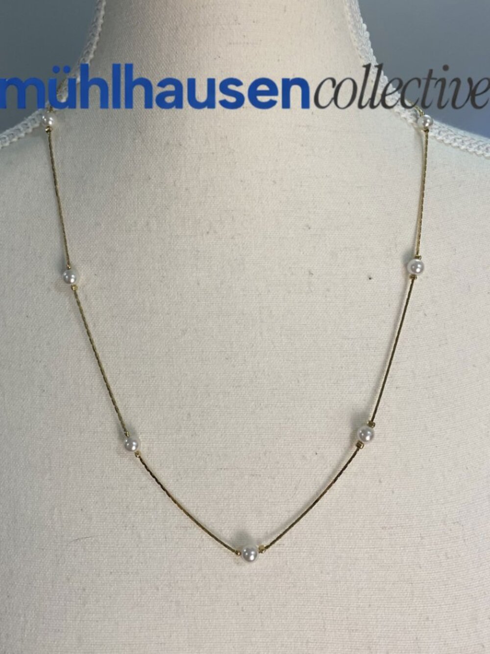 Mühlhausen Collective Gold Pearl Station Necklace